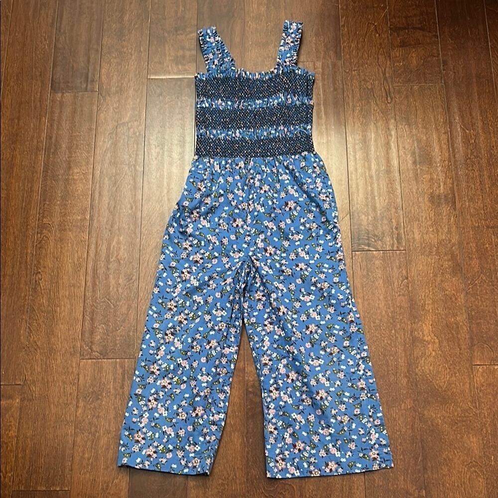 Brooks Brothers Blue Floral Smocked Jumpsuit
